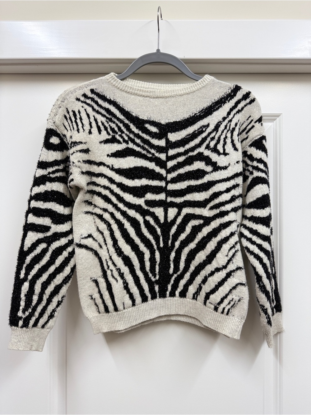 Diesel Made in Italy Zebra Stripe Fuzzy Knit Crewneck Sweater